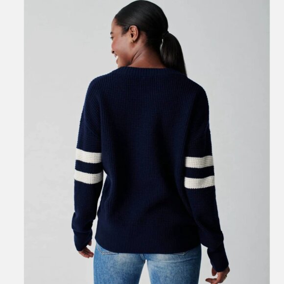 Faherty wisp waffle sweater in navy - Picture 3 of 13